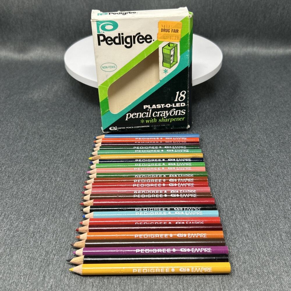 Vintage 1974 Empire Pedigree Colored Pencil Crayons 18ct NO Sharpener Coloring